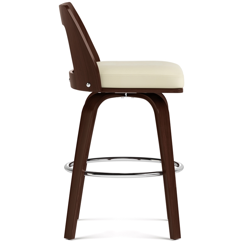 Ellison Contemporary Bentwood Counter Height Stool(Setof 2)in Cream Faux Leather