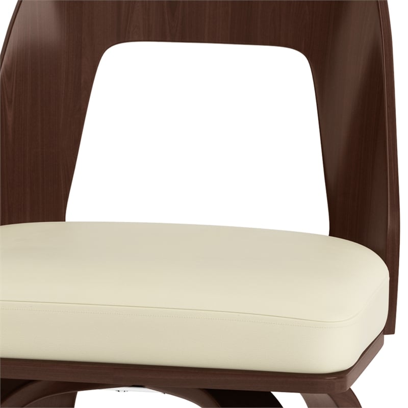 Ellison Contemporary Bentwood Counter Height Stool(Setof 2)in Cream Faux Leather