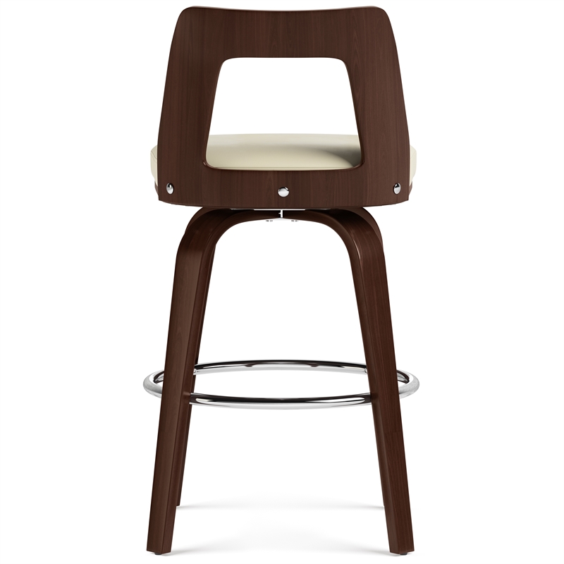Ellison Contemporary Bentwood Counter Height Stool(Setof 2)in Cream Faux Leather