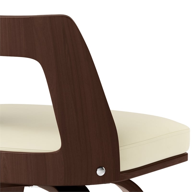 Ellison Contemporary Bentwood Counter Height Stool(Setof 2)in Cream Faux Leather