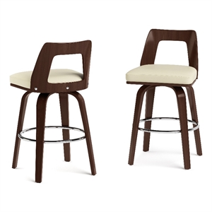 Ellison Contemporary Bentwood Counter Height Stool(Setof 2)in Cream Faux Leather