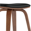 Larsen Contemporary Saddle Bar Stool (Set of 2) in Black Faux Leather