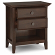 Amherst 24 inch Wide Solid Wood Transitional Bedside Table in Russet Brown