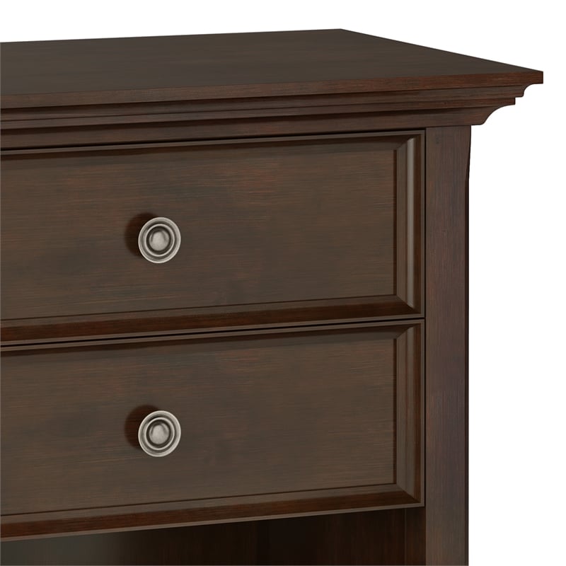 Amherst 24 inch Wide Solid Wood Transitional Bedside Table in Russet Brown