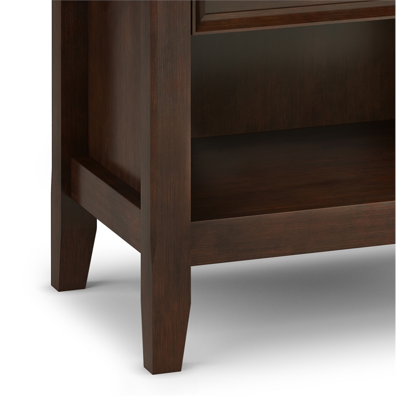 Amherst 24 inch Wide Solid Wood Transitional Bedside Table in Russet Brown