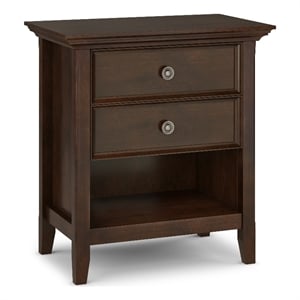 Amherst SOLID WOOD 24&quot Wide Traditional Bedside Nightstand Table in Russet Brown