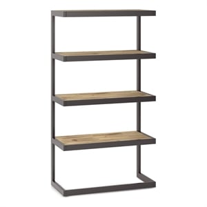 Erina ACACIA WOOD and Metal 66x36&quot Modern Bookcase in Distressed Golden Wheat