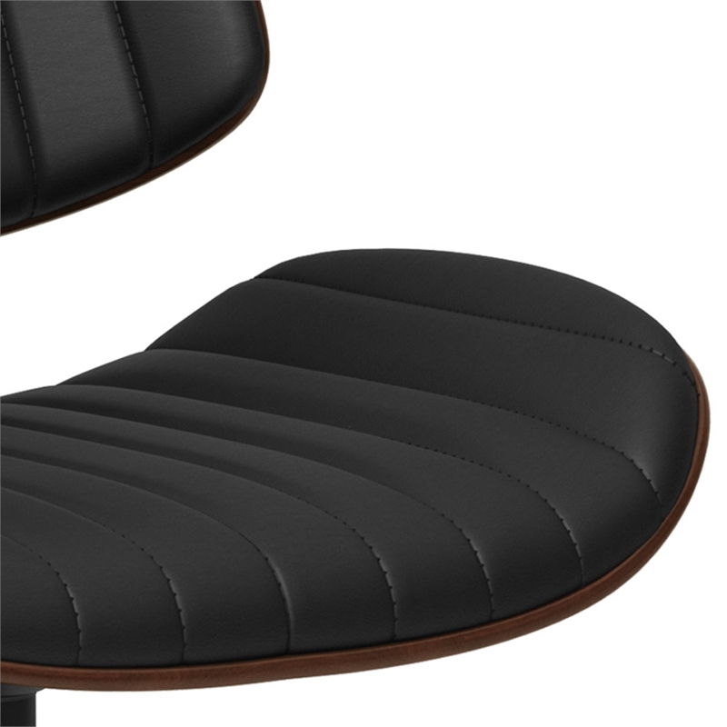 Novak Mid Century Modern Adjustable Bar Stool in Black Faux Leather