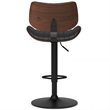 Novak Mid Century Modern Adjustable Bar Stool in Black Faux Leather