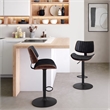 Novak Mid Century Modern Adjustable Bar Stool in Black Faux Leather