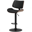 Novak Mid Century Modern Adjustable Bar Stool in Black Faux Leather
