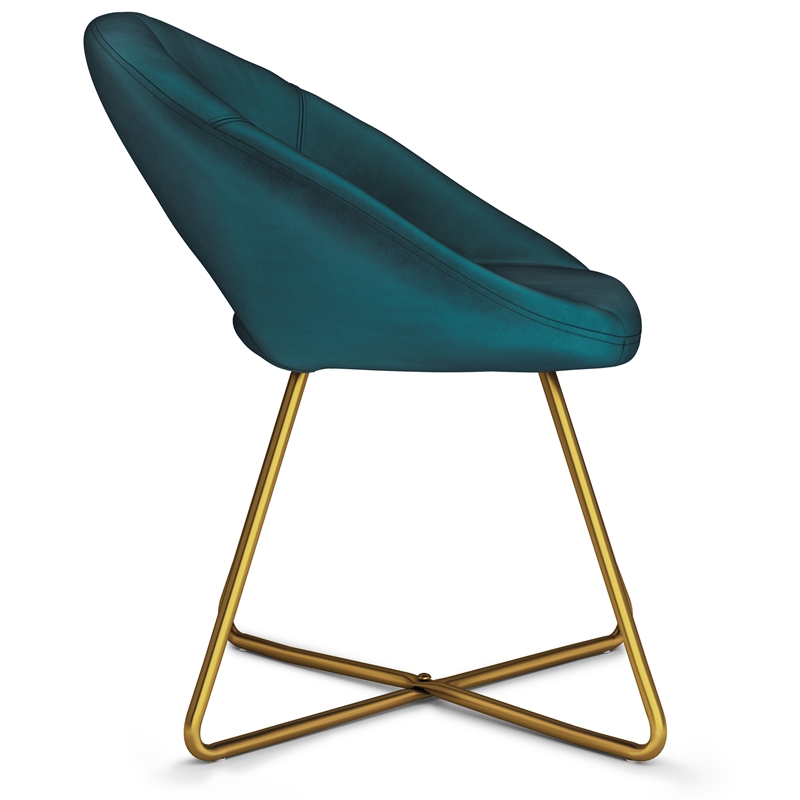 Barrett Mid Century Modern Accent Chair in Teal Velvet Fabric
