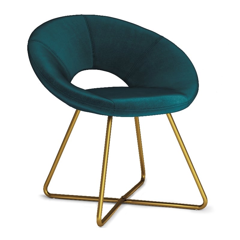 Barrett Mid Century Modern Accent Chair in Teal Velvet Fabric