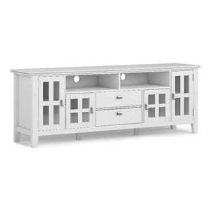 Artisan SOLID WOOD 72&quot Wide Contemporary TV Media Stand in White upto 80 inches