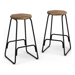 Orson Industrial Metal Saddle Counter Height Stool (Set of 2) in Natural