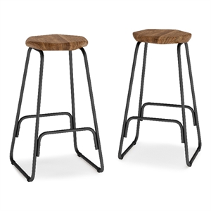 orson industrial metal saddle counter height stool (set of 2) in natural