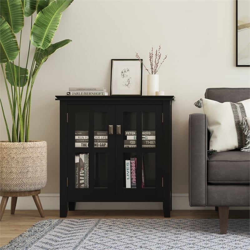 Artisan SOLID WOOD 30 inch Wide Contemporary Low Storage Cabinet in Black