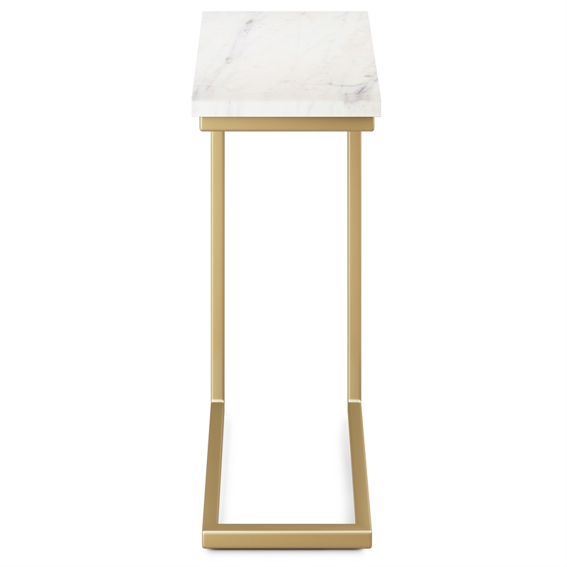Skyler Industrial 18 inch Wide Metal C Side Table with Marble Top
