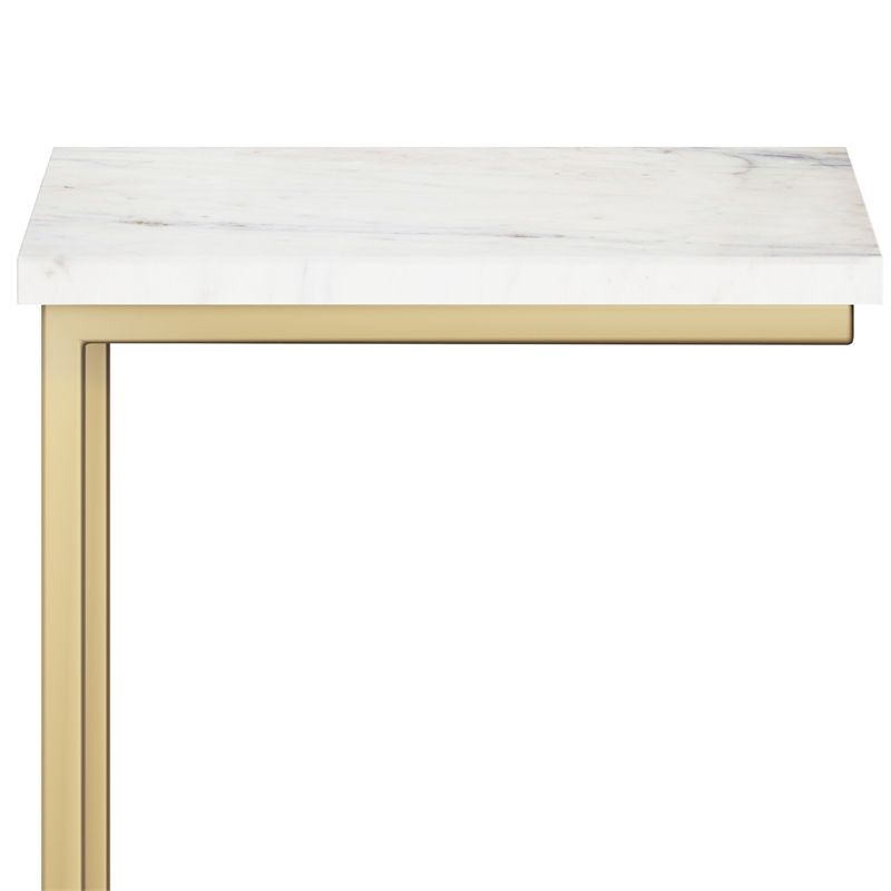 Skyler Industrial 18 inch Wide Metal C Side Table with Marble Top 