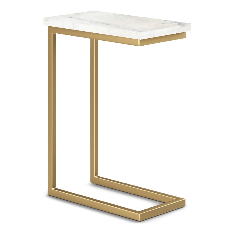 Skyler Industrial 18 inch Wide Metal C Side Table with Marble Top