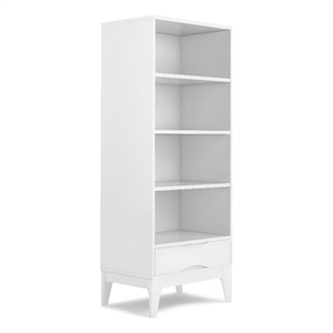 harper solid hardwood 60 inch x 24 inch modern bookcase with storage in white