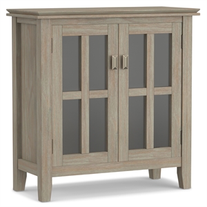 Artisan SOLID WOOD 30&quot Wd. Contemporary Low Storage Cabinet in Distressed Gray