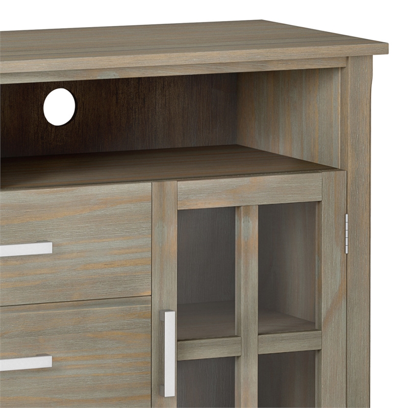 Kitchener SOLID WOOD 53" Wide Contemporary TV Media Stand in Distressed