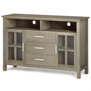Kitchener SOLID WOOD 53&quot Wide Contemporary TV Media Stand in Distressed Gray