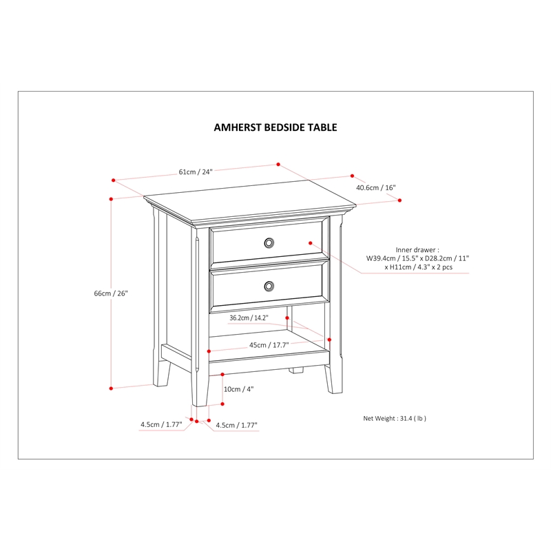 Amherst SOLID WOOD 24