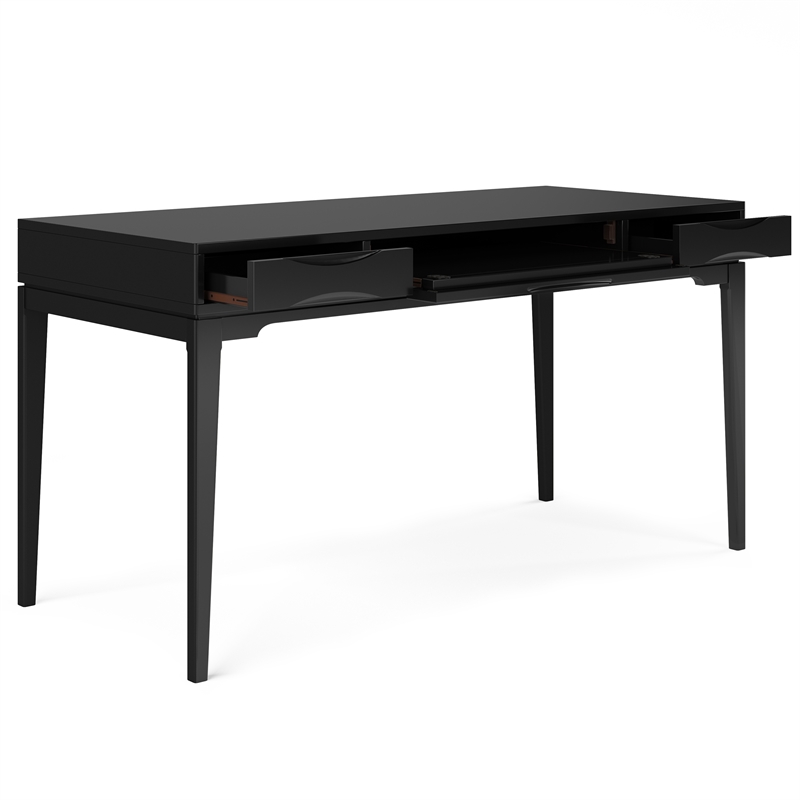 Harper SOLID HARDWOOD Mid Century Modern 60 inch Wide Desk in Black