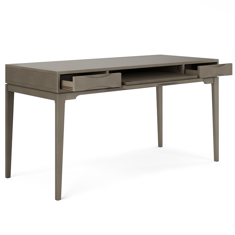 Harper SOLID HARDWOOD Mid Century Modern 60 inch Wide Desk in Farmhouse Gray