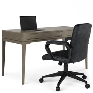 harper solid hardwood mid century modern 60 inch wide desk in farmhouse gray