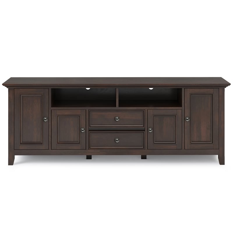 Amherst 72 inch Wide Solid Wood Transitional TV Stand in Brunette Brown