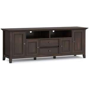 Amherst 72 inch Wide Solid Wood Transitional TV Stand in Brunette Brown