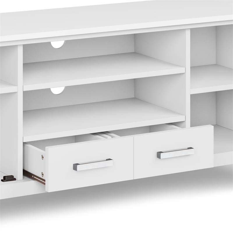 Kitchener SOLID WOOD 60 inch Wide Contemporary TV Media Stand in White