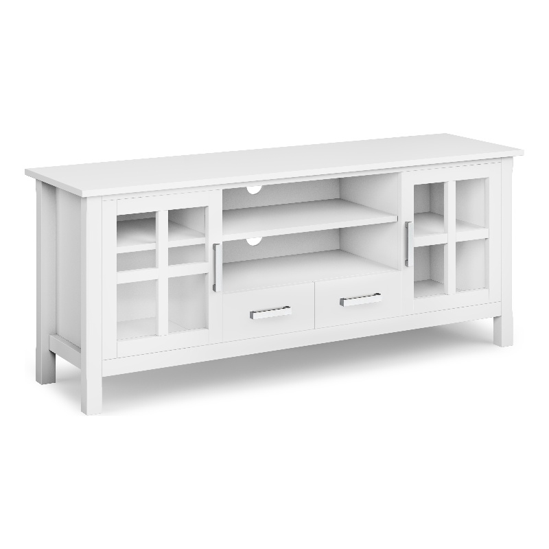 Kitchener SOLID WOOD 60 inch Wide Contemporary TV Media Stand in White ...