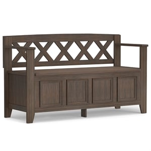 Amherst 48 inch Wide Solid Wood Transitional Entryway Bench in Farmhouse Brown