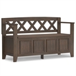 Amherst 48 inch Wide Solid Wood Transitional Entryway Bench in Farmhouse Brown