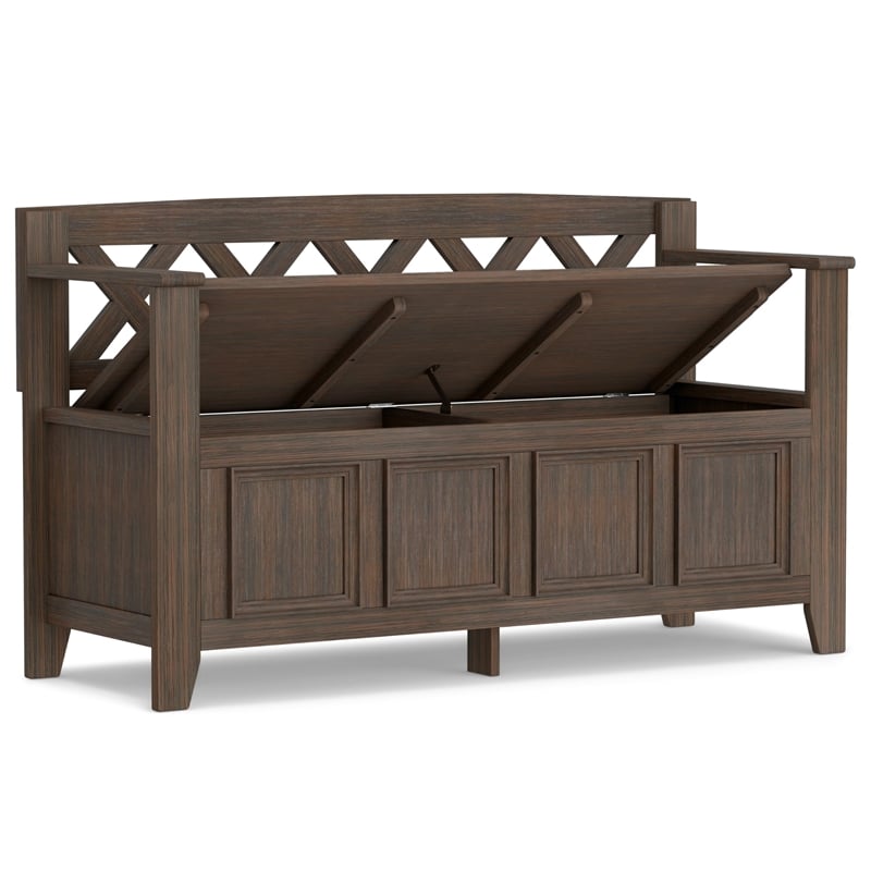 Amherst 48 inch Wide Solid Wood Transitional Entryway Bench in Farmhouse Brown