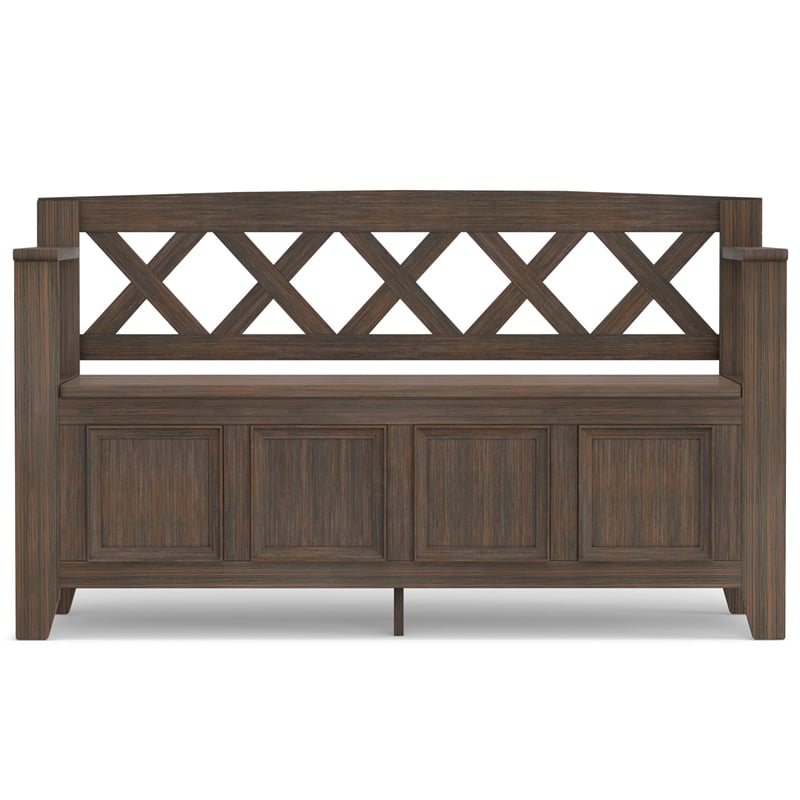 Amherst 48 inch Wide Solid Wood Transitional Entryway Bench in Farmhouse Brown