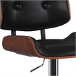 Holland Contemporary Adjustable Swivel Bar Stool in Black Vegan Faux Leather