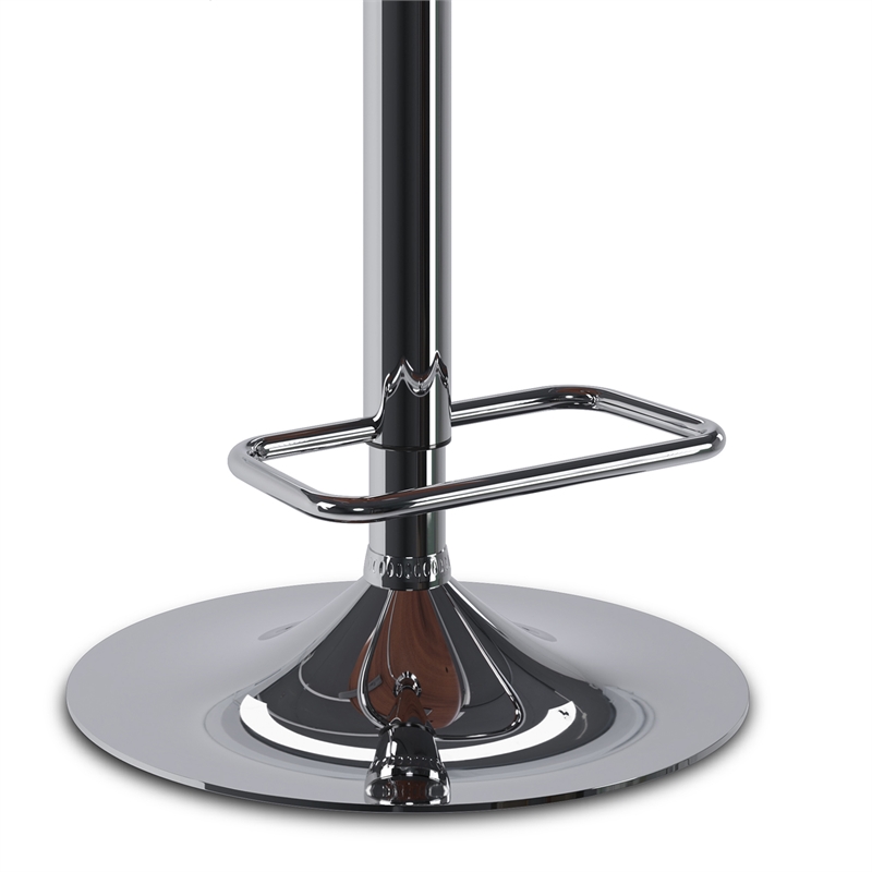 Holland Contemporary Adjustable Swivel Bar Stool in Black Vegan Faux Leather