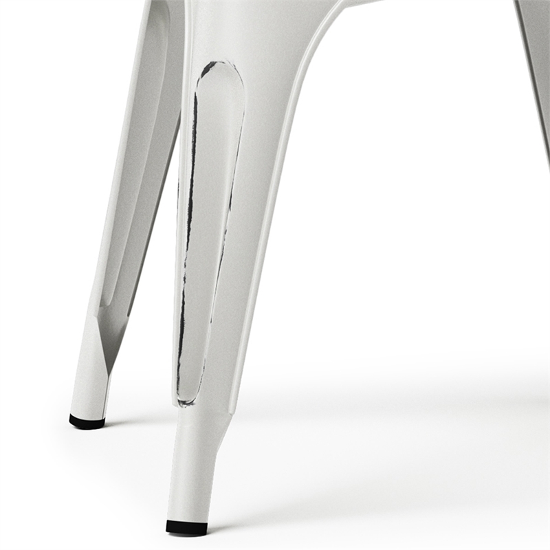 Fletcher Industrial Metal Dining Side Chair (Set of 2) in Distressed White