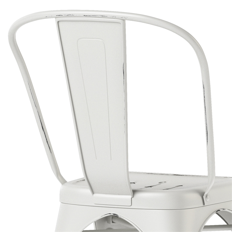 Fletcher Industrial Metal Dining Side Chair (Set of 2) in Distressed White