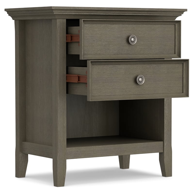 Amherst 24 inch Wide Solid Wood Transitional Bedside Table in Farmhouse Gray
