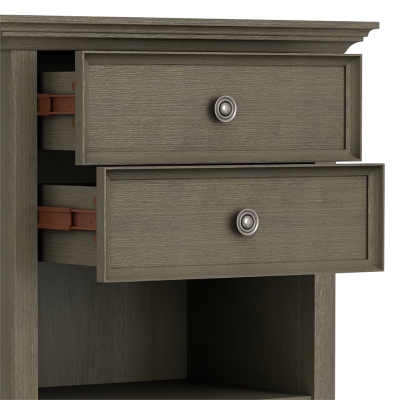 Amherst 24 inch Wide Solid Wood Transitional Bedside Table in Farmhouse Gray