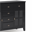 Artisan 60 inch Wide Solid Wood Transitional Sideboard Buffet in Black