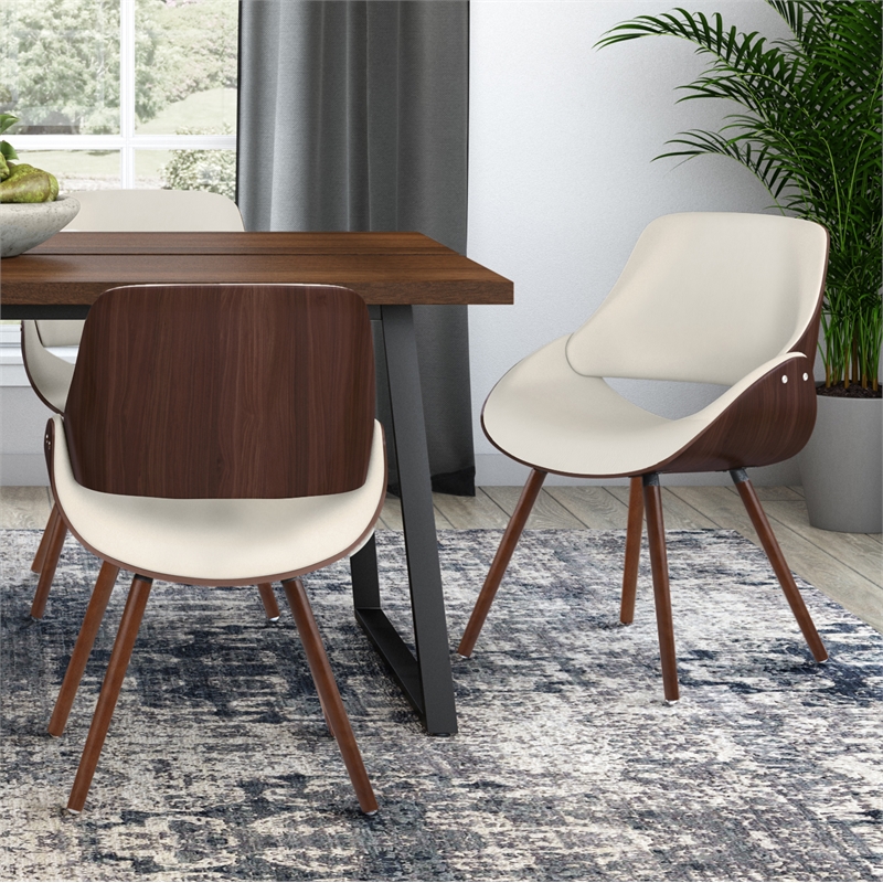Malden  Bentwood Dining Chair in Cream Faux Leather