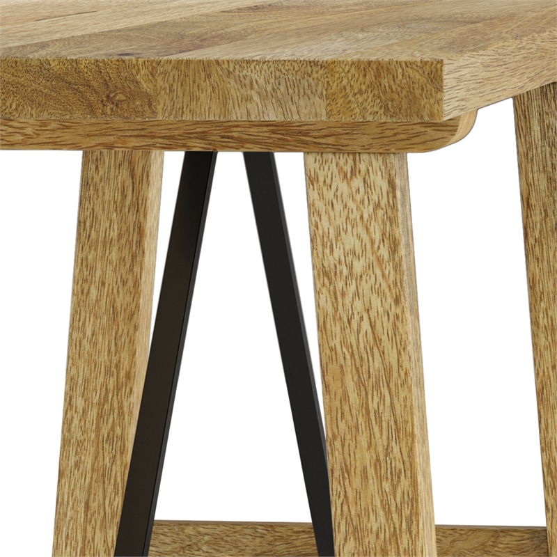 Harvey Industrial 47 inch Wide Mango Hardwood and Metal Bench in Natural