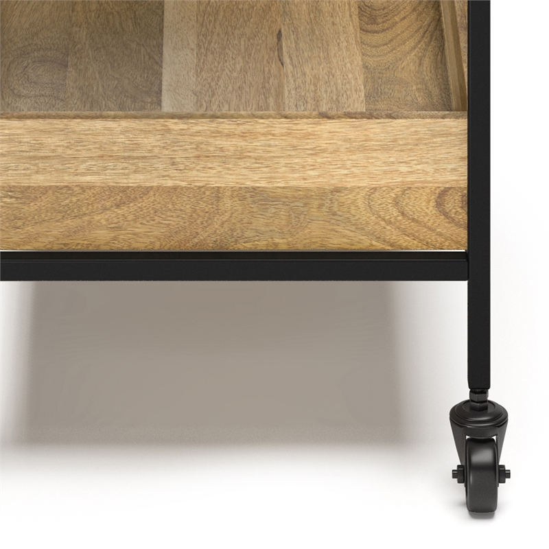 Simons Modern Industrial Solid Mango Wood and Metal Bar Cart in Natural